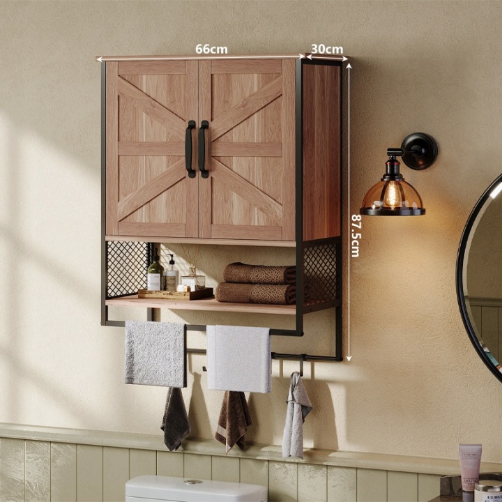 SZAFKA-LAZIENKOWA-WISZACA-LOFT-RUSTYKALNA-SCIENNA-Z-WIESZAKIEM-JASNY-BRAZ-Wysokosc-mebla-87-5-cm