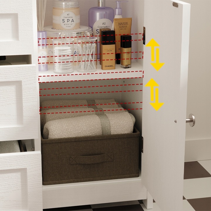 SZAFKA-LAZIENKOWA-Z-3-SZUFLADAMI-BIALA-STOJACA-DO-LAZIENKI-LOFT-POLKI-DRZWI-Szerokosc-mebla-60-cm