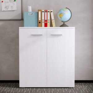 Komoda biały do biura salonu regał szafka z 2 drzwiczkami 3 półki loft 68cm