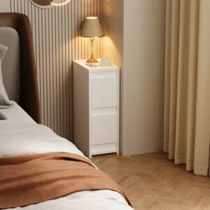 Szafka nocna biała z 2 szufladami stolik nowoczesny loft do sypialni