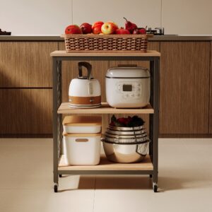 Szafka mobilna na kółkach jasny brąz loft stolik wózek kuchenny 60 cm