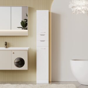 Szafa łazienkowa białe drewno słupek regał praktyczna pojemna loft 180cm