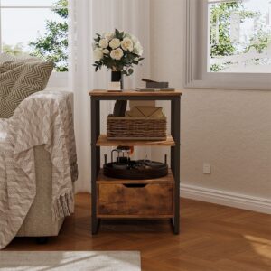 Szafka nocna stolik sypialnia komoda szuflada ciemny brąz loft półki 80cm